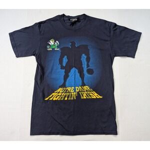 Vintage Notre Dame Fighting Irish Shirt Mens Large Nutmeg Blue‎ Shadow Football
